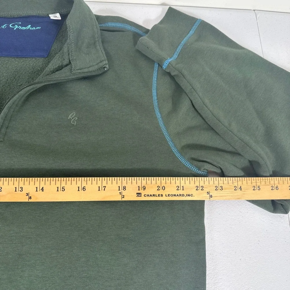 Robert Graham Mens Classic Fit Quarter Zip Fleece Pullover Olive Green Size M